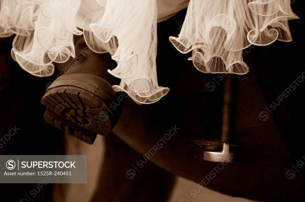 Close up of bride on a horse