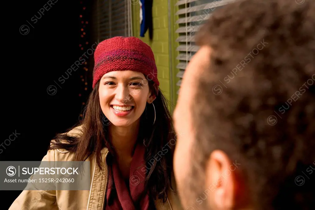 Woman Talking to Man