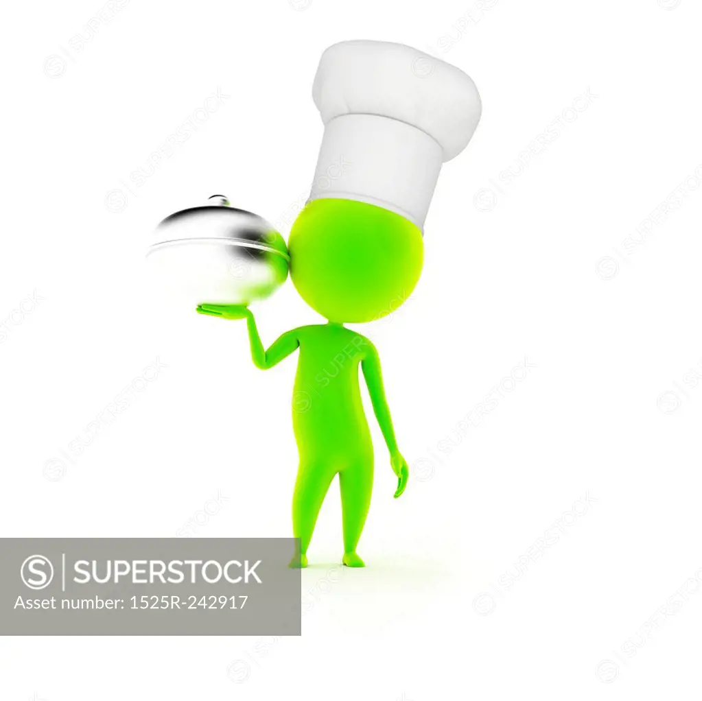 3d rendered illustration of a little guy with a chef hat