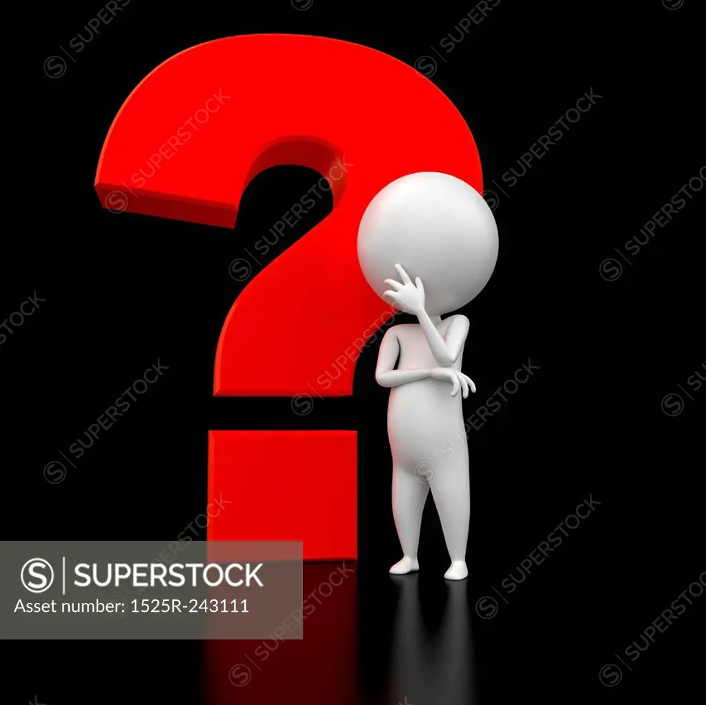 3d rendered illustration of a guy with a question mark