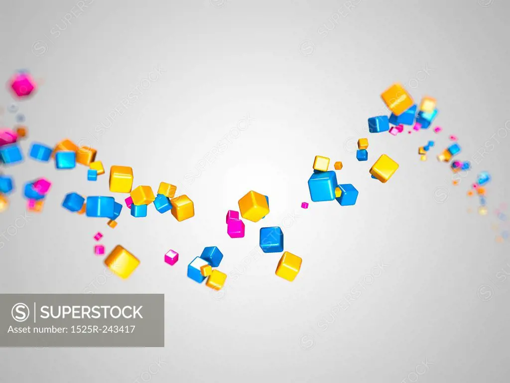3d rendered illustration of some floating colorful cubes