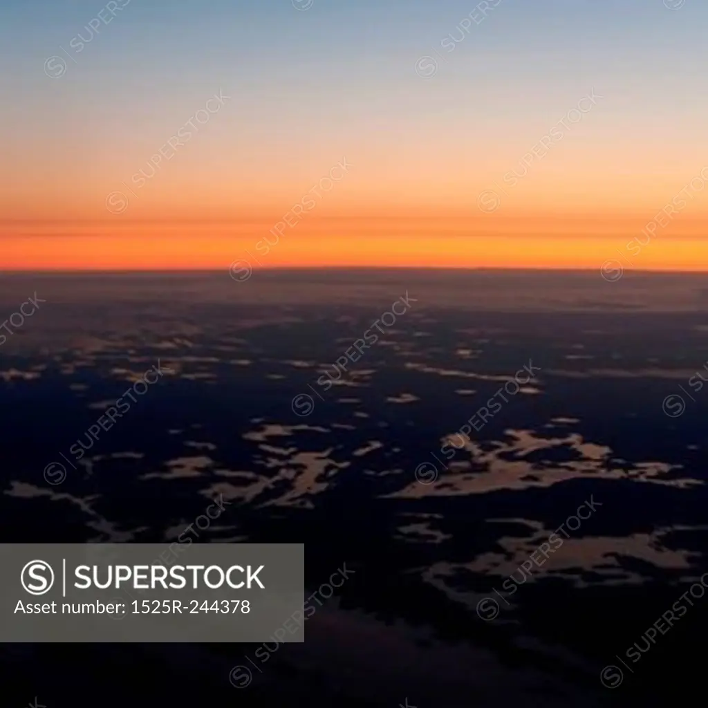 Panoramic view of tundra landscape at dusk, Churchill, Manitoba, Canada
