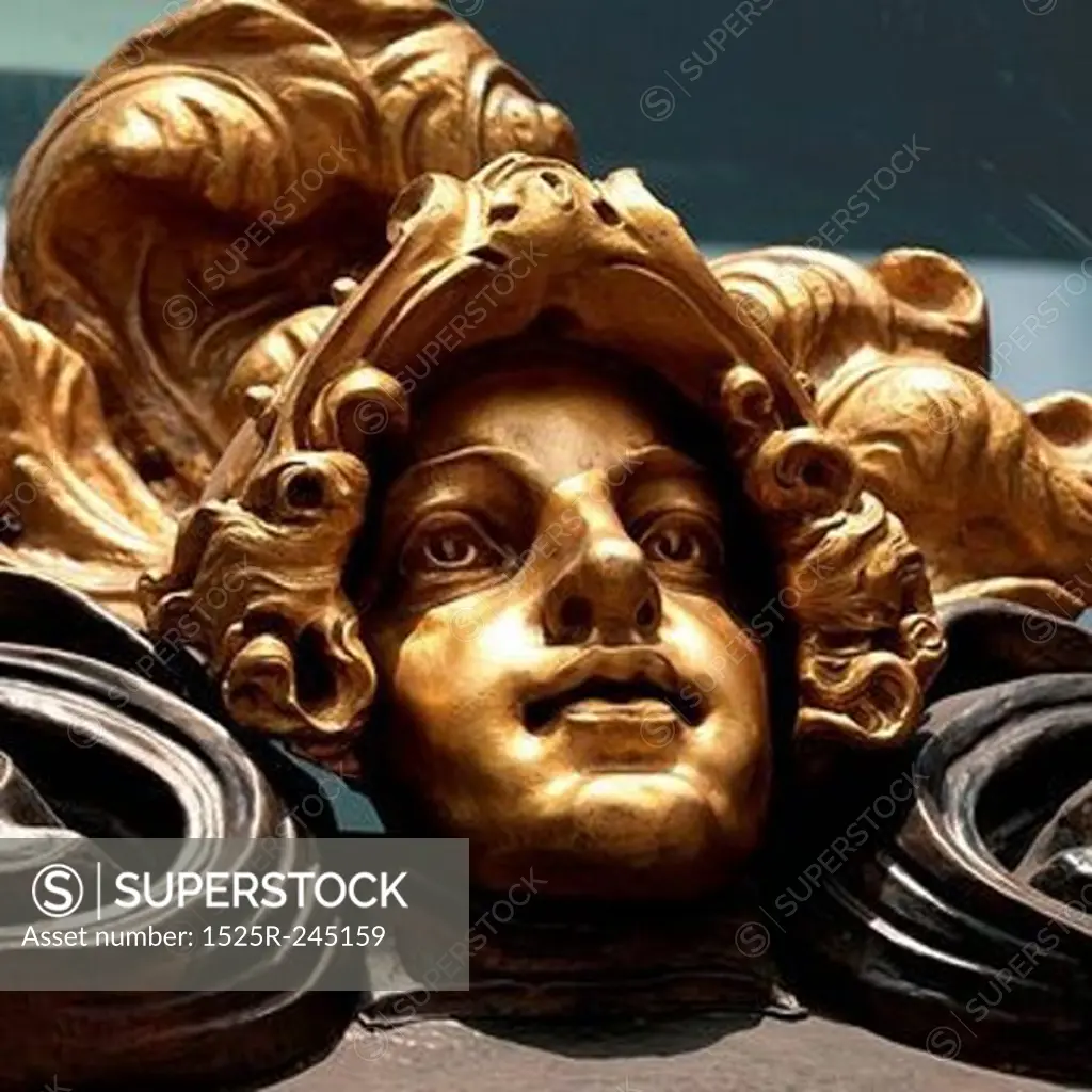 Low angle view of a details of a carving, Nevsky Prospect, St. Petersburg, Russia
