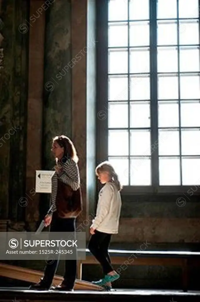 Woman with her daughter in the Stockholm Palace, Gamla Stan, Stockholm, Sweden