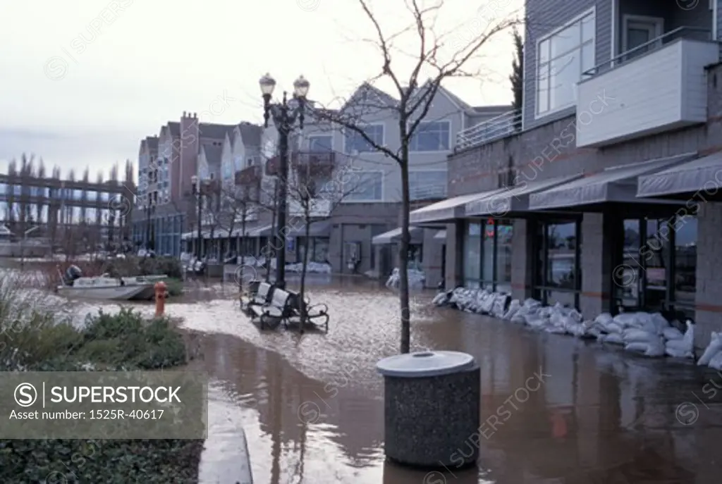 Flooded City Street in Portland Oregon