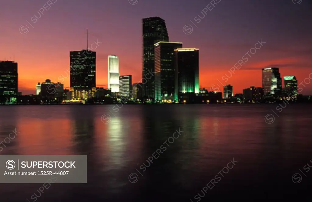 City by the Water at Sunset