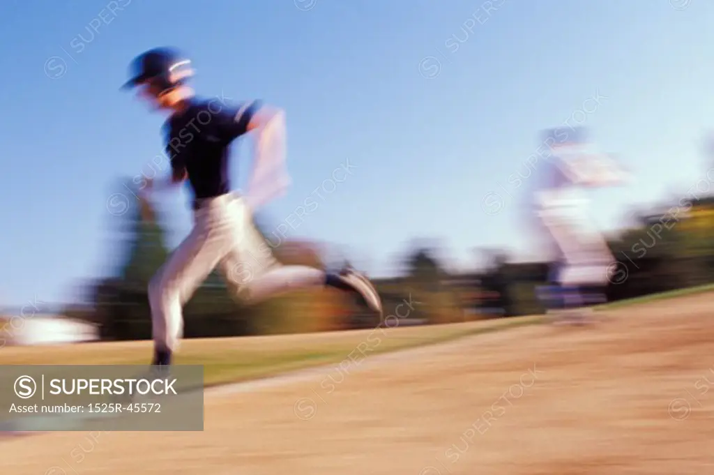 Baseball Player Running the Bases