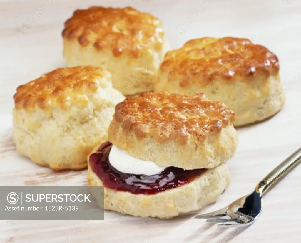 Close-up of jelly filled puff pastry cases