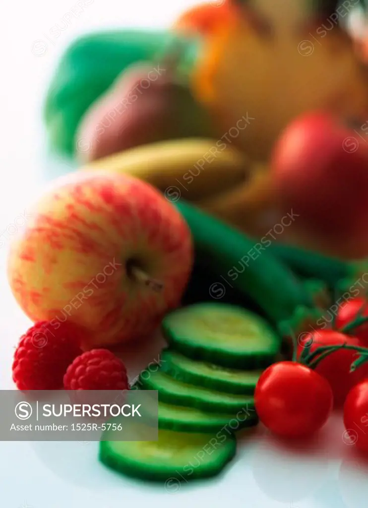 Close-up of assorted fruits and vegetables