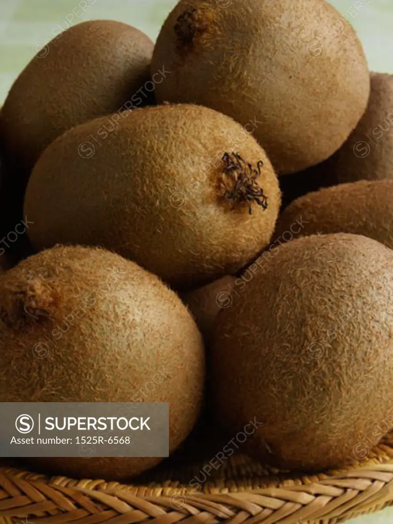 Close-up of kiwi fruit in a basket