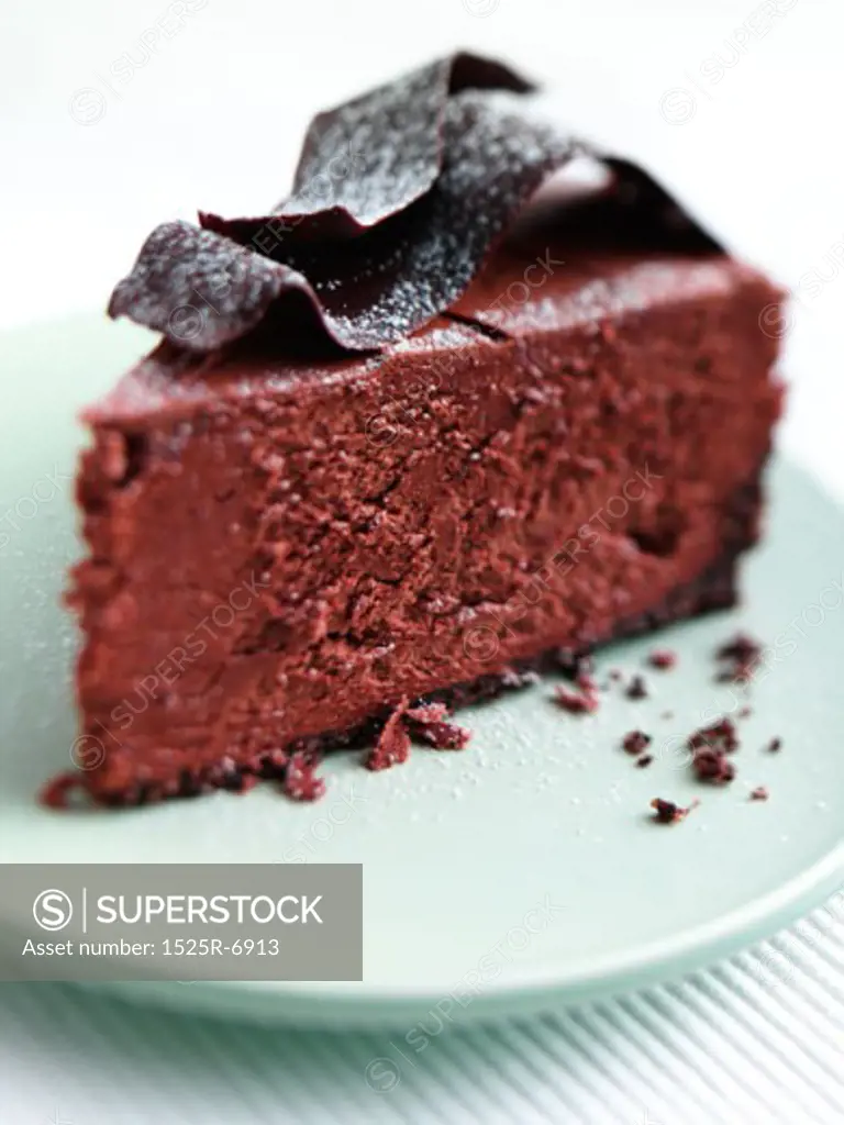 Close-up of a piece of chocolate torte on a plate