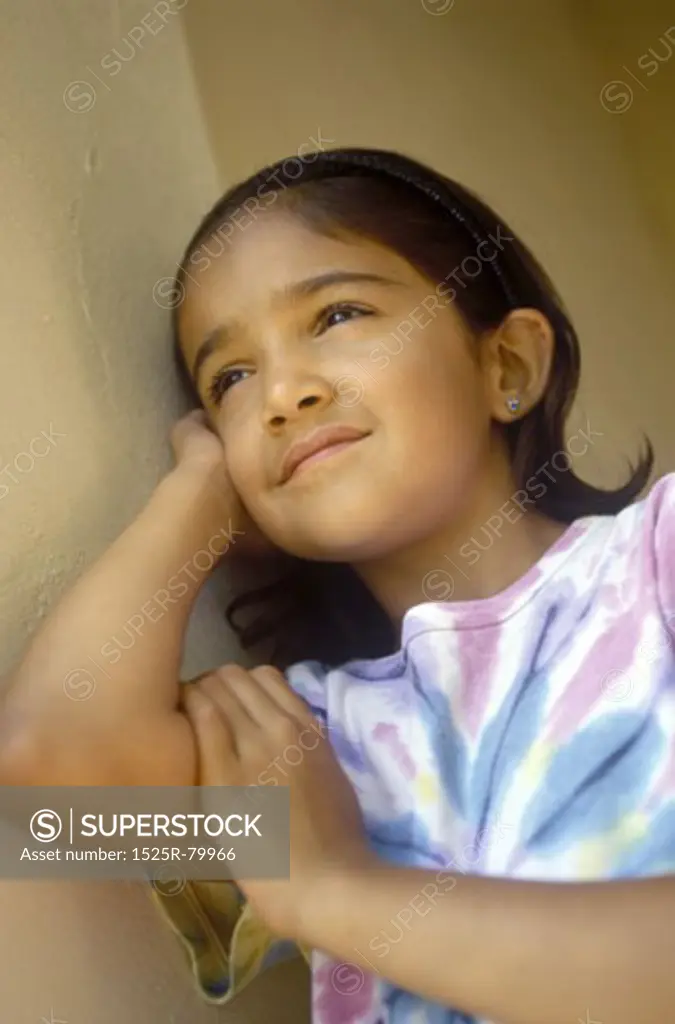 Close-up of a girl thinking