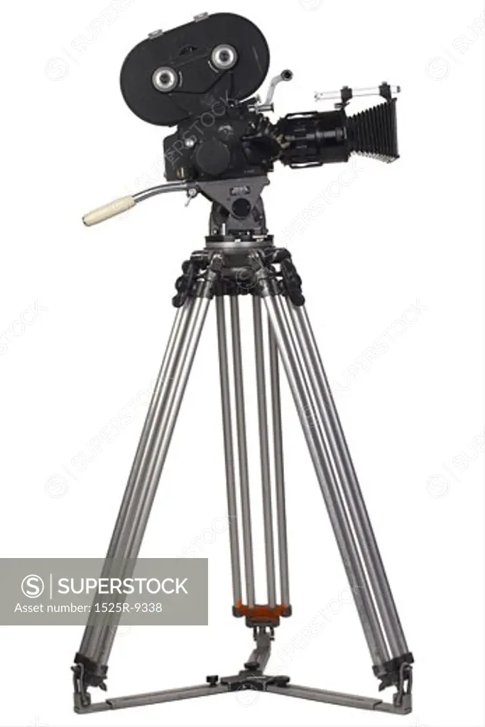Movie camera on tripod 