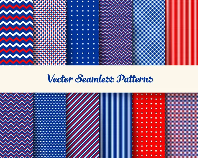 Seamless american patriotic vector geometric pattern