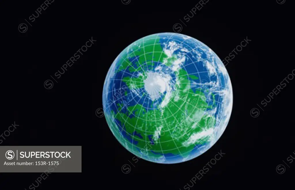 Close-up of longitude and latitude lines on a globe
