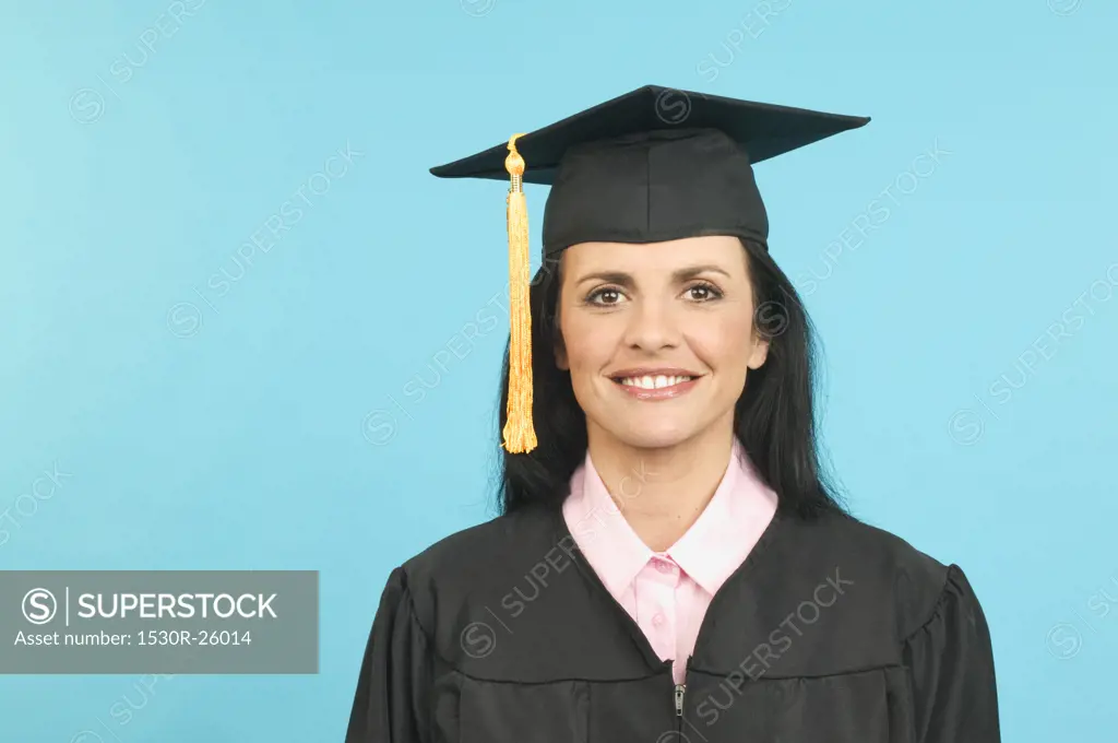 Portrait of woman in cap and gown