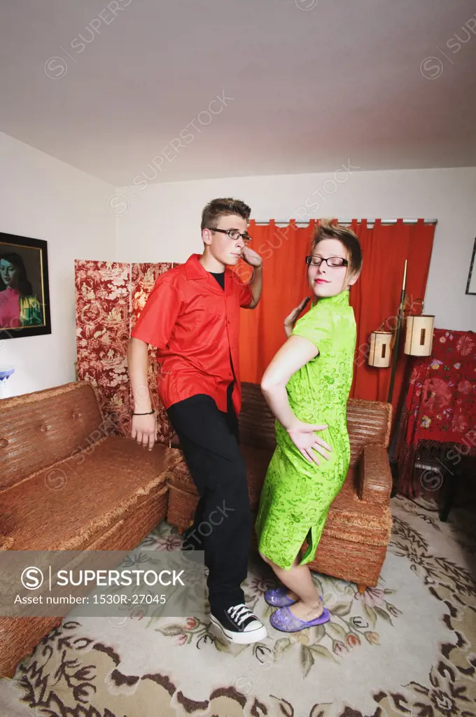 Couple dancing in their living room