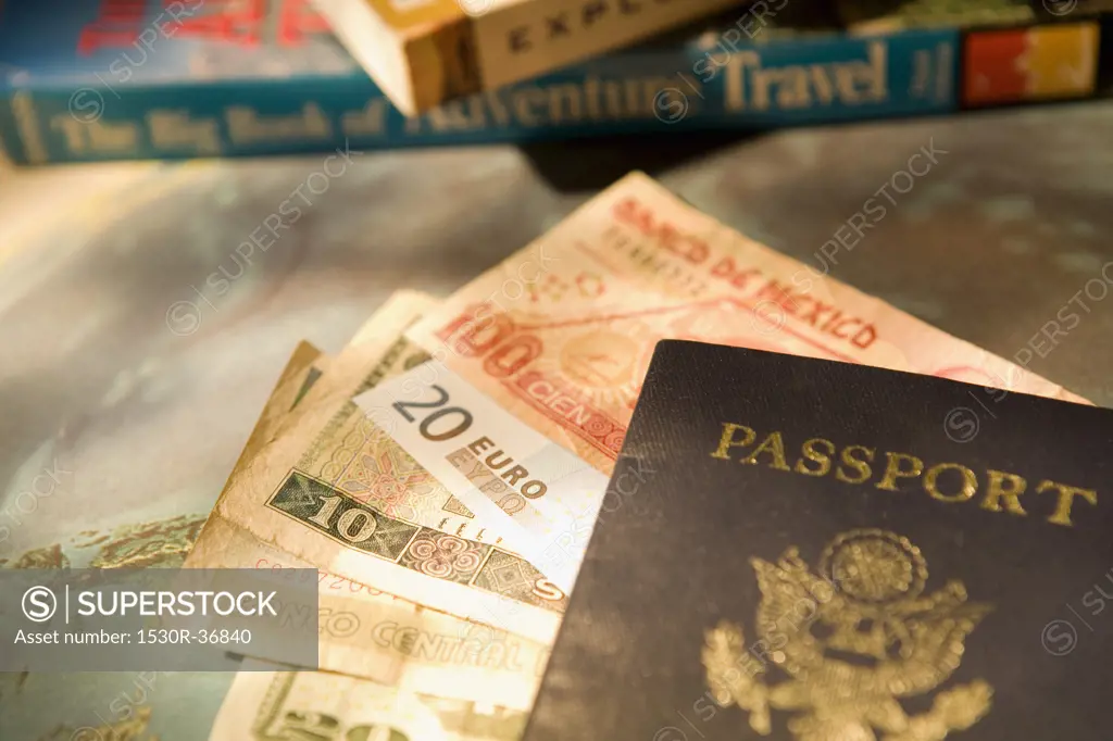 Passport to with money and travel books