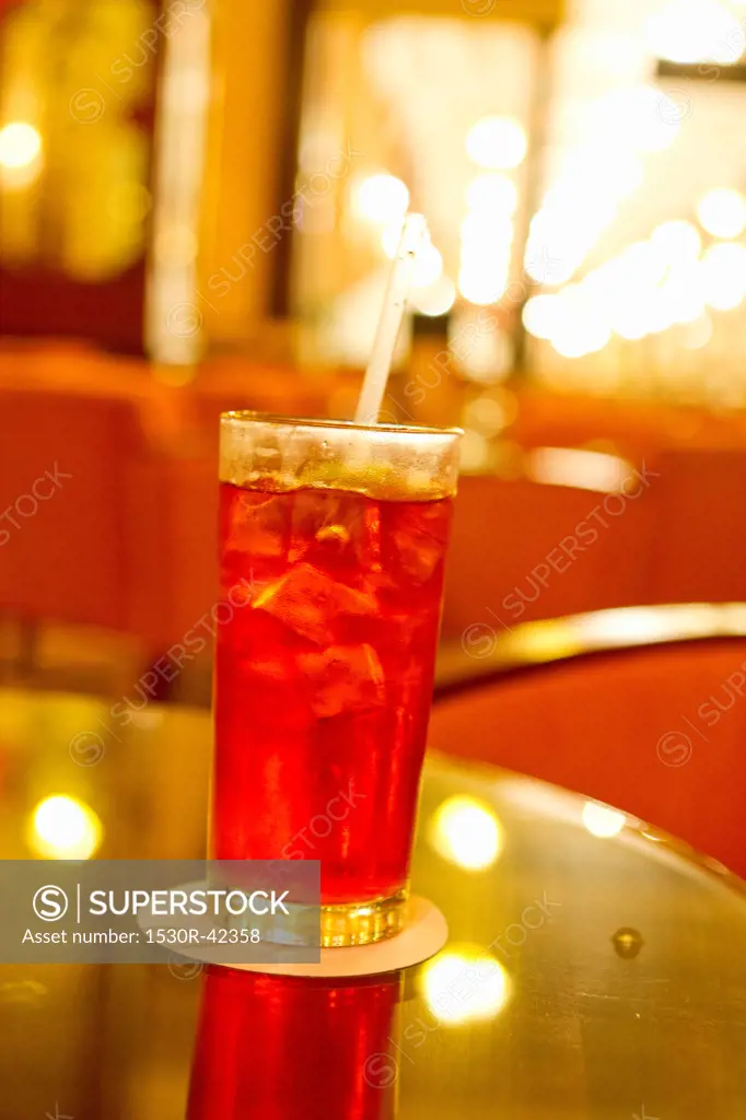 Colorful drink on table in restaurant