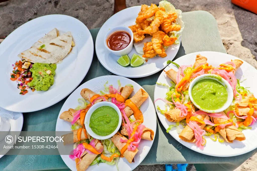 Plates of mexican food