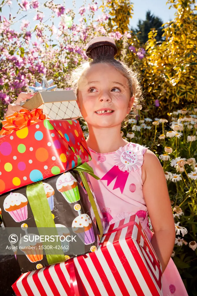 Young girl in birthday party outfit