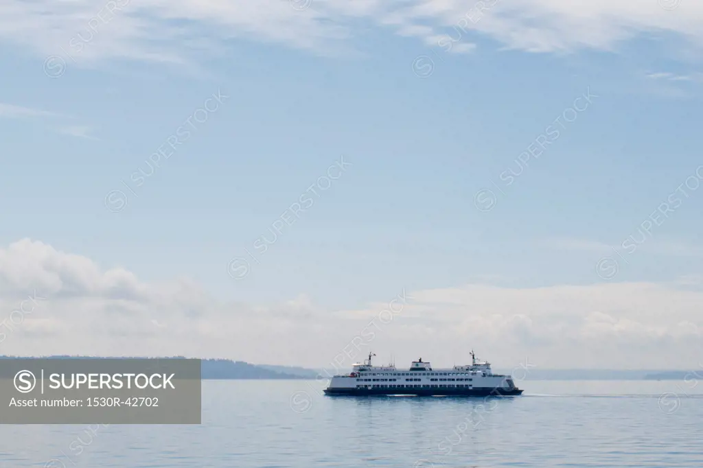 Ferry on Puget Sound in summer