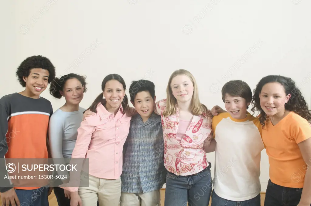 Group portrait of seven teenage friends.  