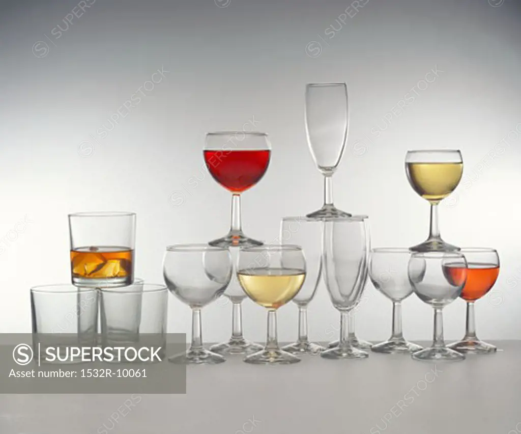 Still life with full and empty glasses