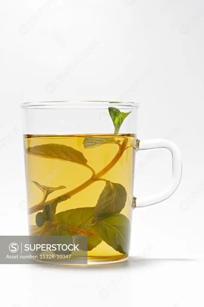 A glass of peppermint tea