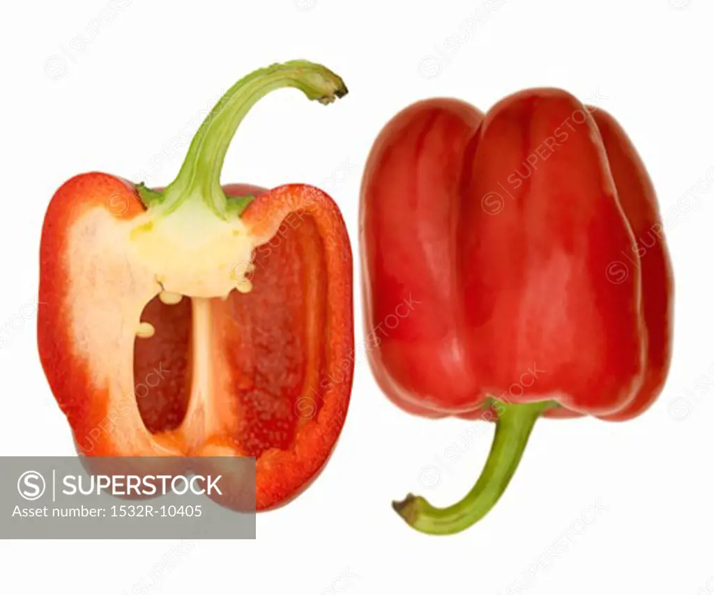 A red pepper and half a pepper