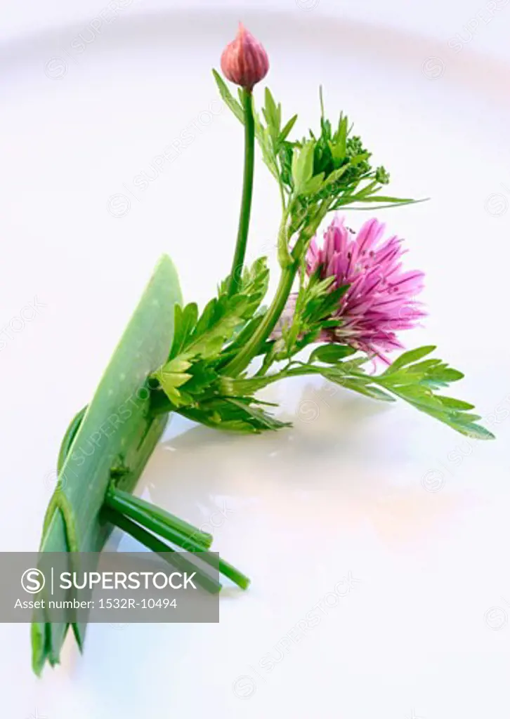Leek and herb decoration