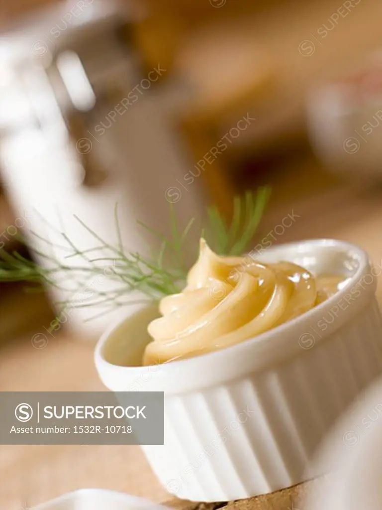 Mayonnaise in a small pot