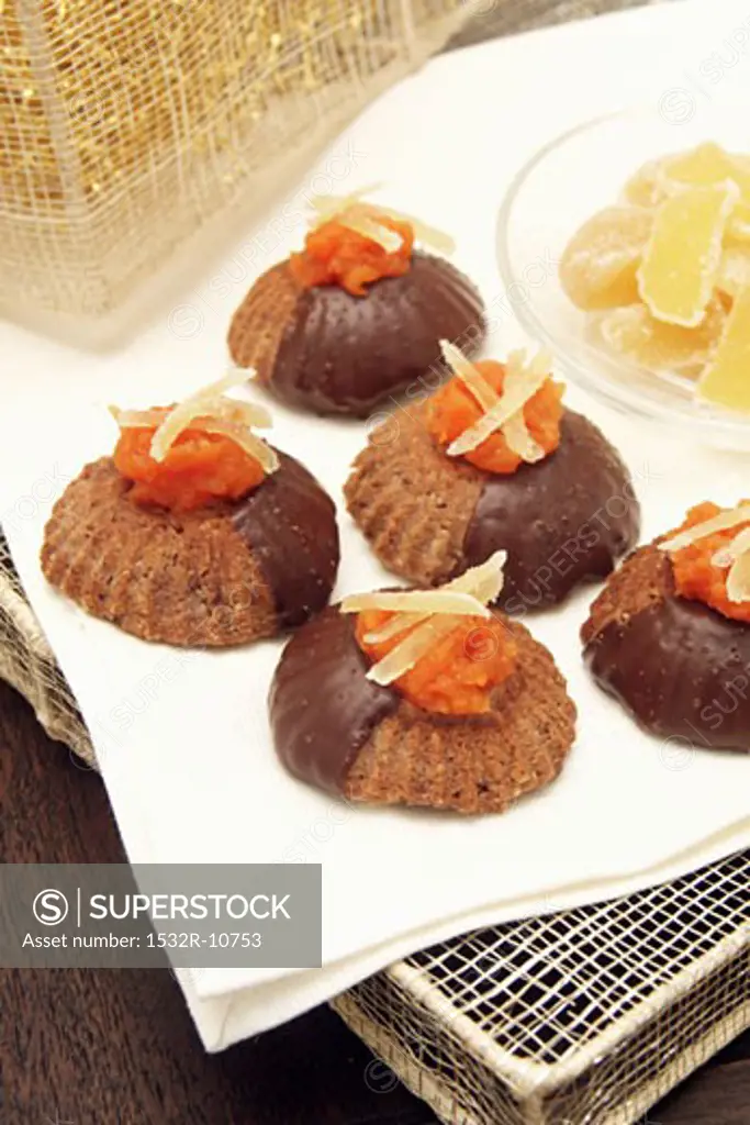 Chocolate biscuits with candied fruit
