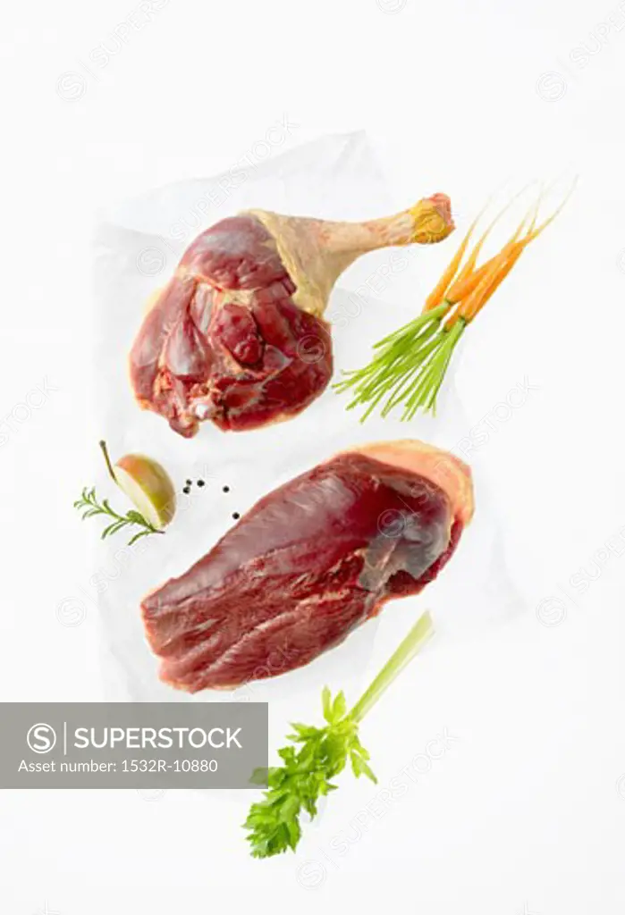 Various goose pieces lying on greaseproof paper