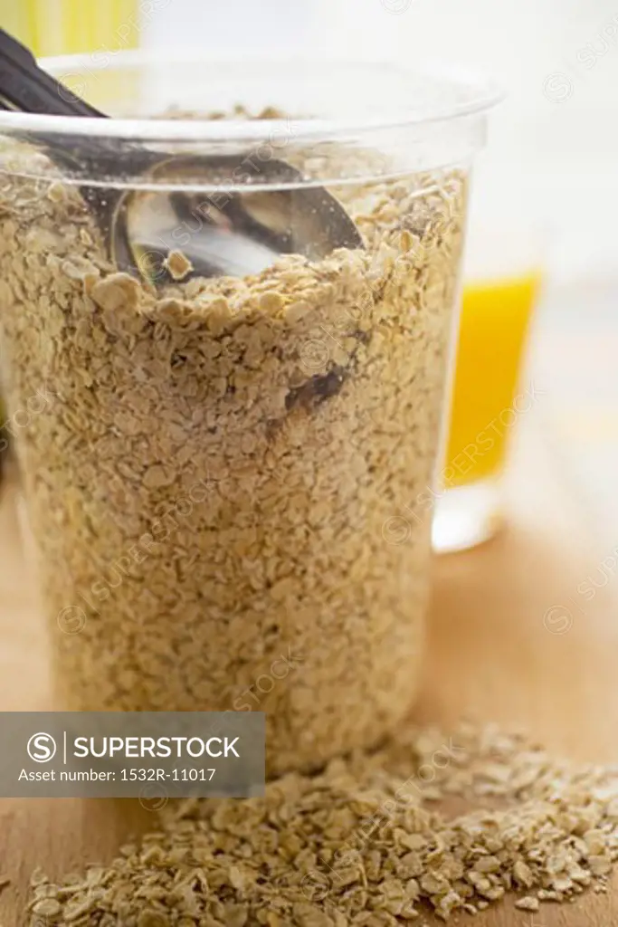 Rolled oats in a glass