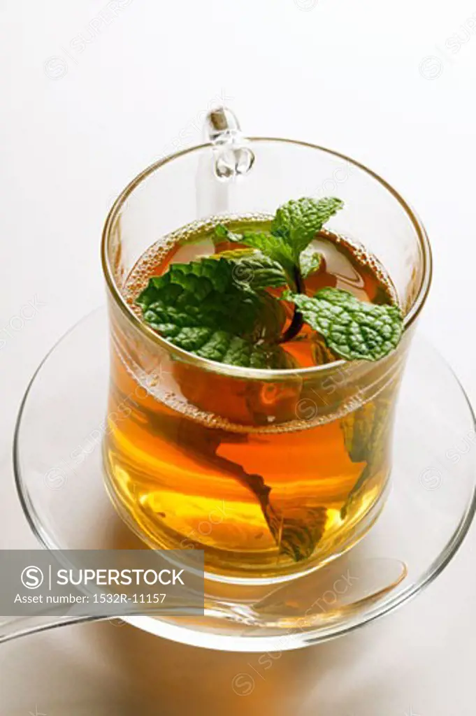 Peppermint tea with fresh mint (from above)