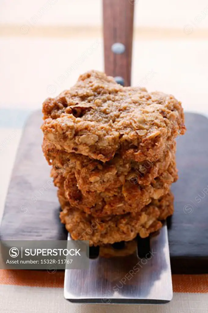 Oat biscuits on spatula