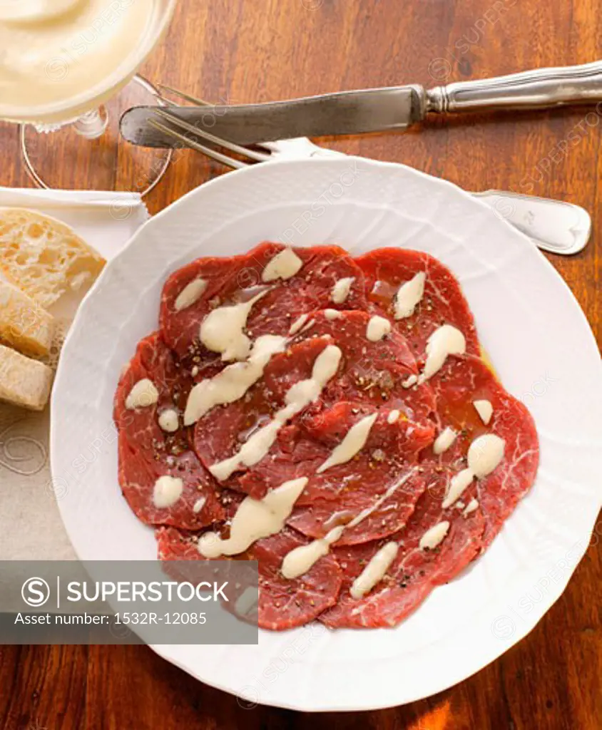 Beef carpaccio with mayonnaise