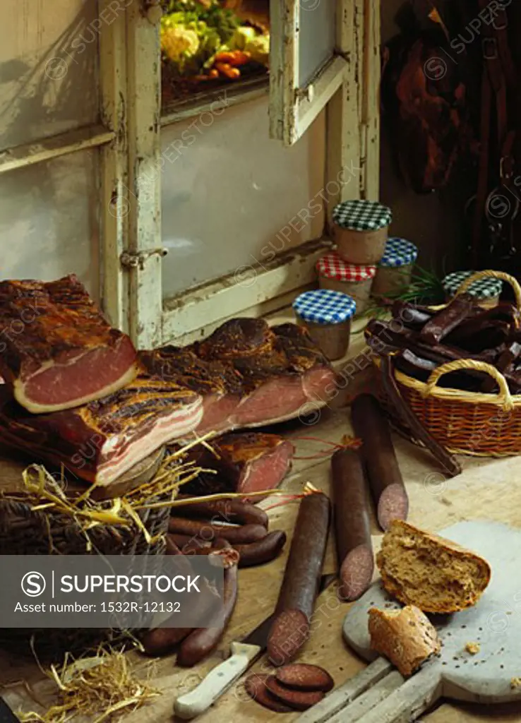 Ham and sausages from the Black Forest (Germany)