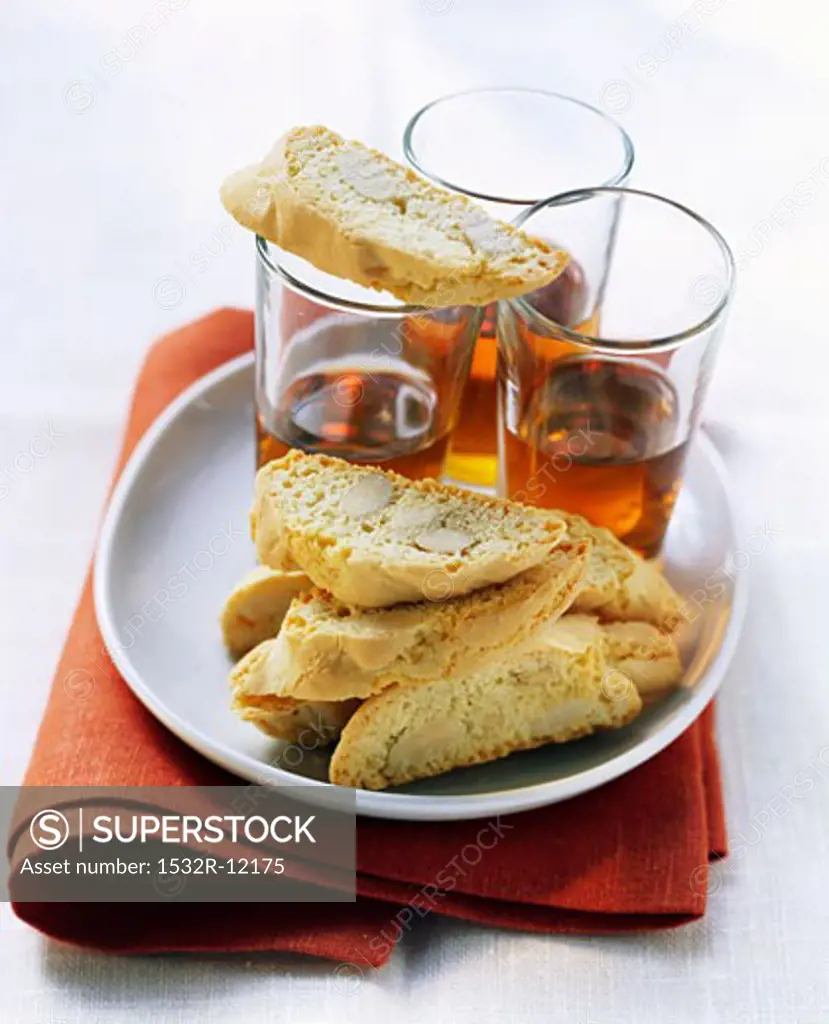 Biscotti di Prato with vin santo (almond biscuits, Italy)