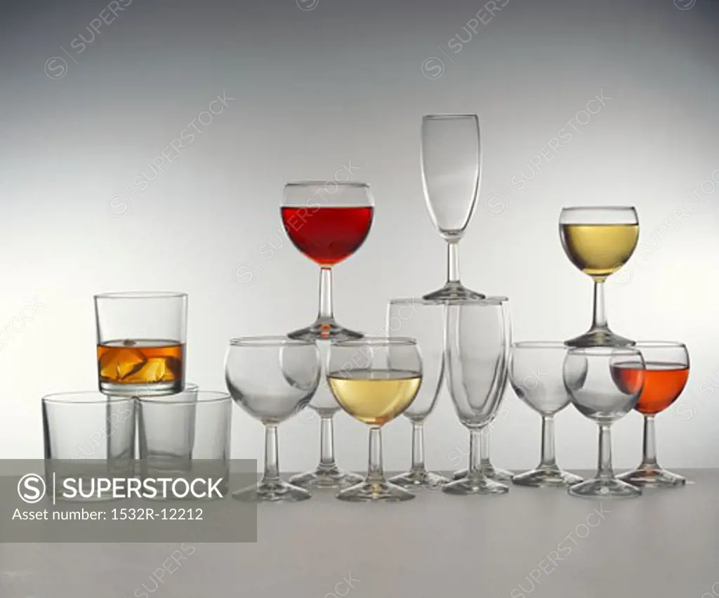 Still life with full and empty glasses