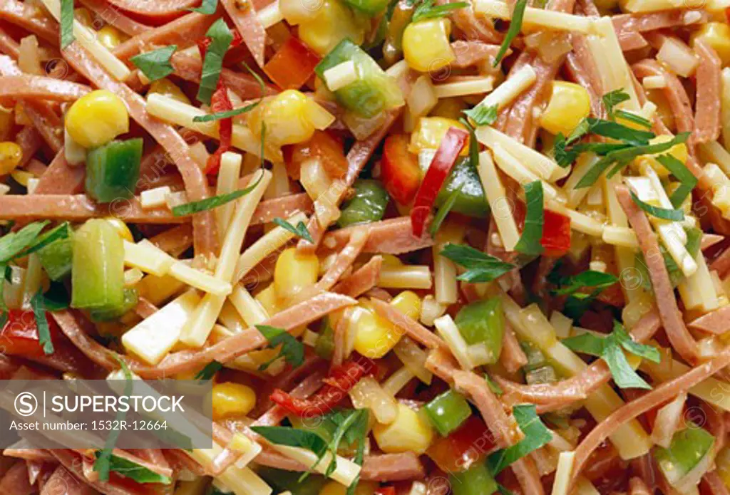 Spicy Cold Cut Salad with Gouda Cheese & Bell Pepper