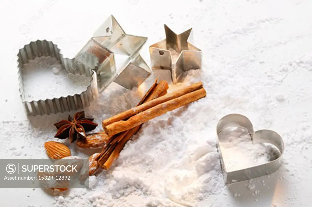 Biscuit cutters and baking ingredients
