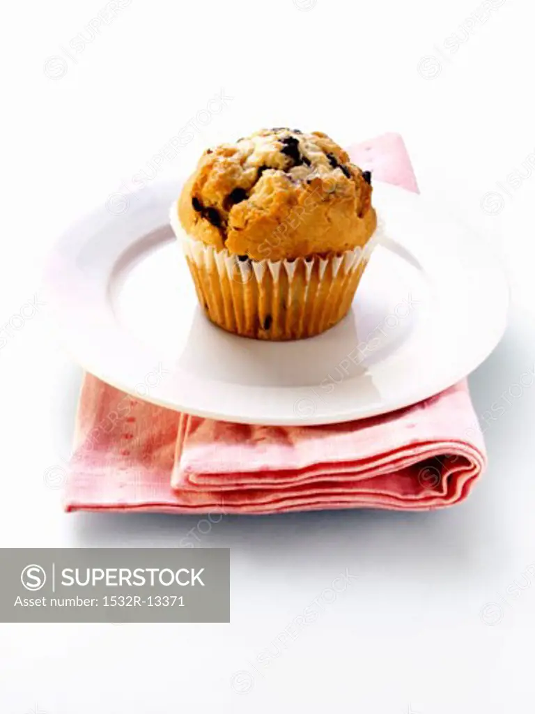 A Blueberry Muffin on a Plate