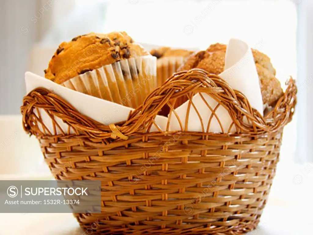 Assorted Muffins in a Basket