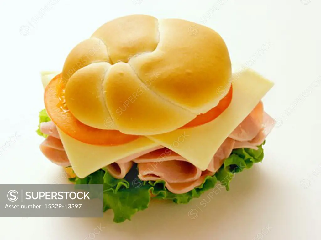 Ham, Cheese, Lettuce and Tomato on a Kaiser Roll