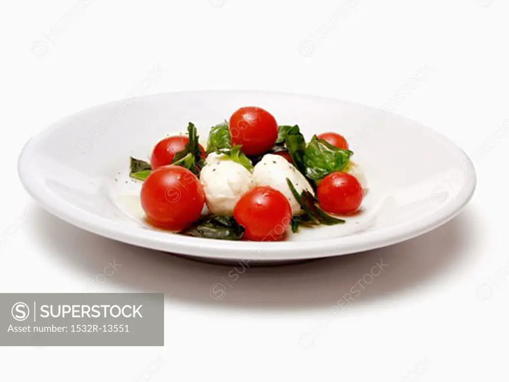Mozzarella with tomatoes and basil