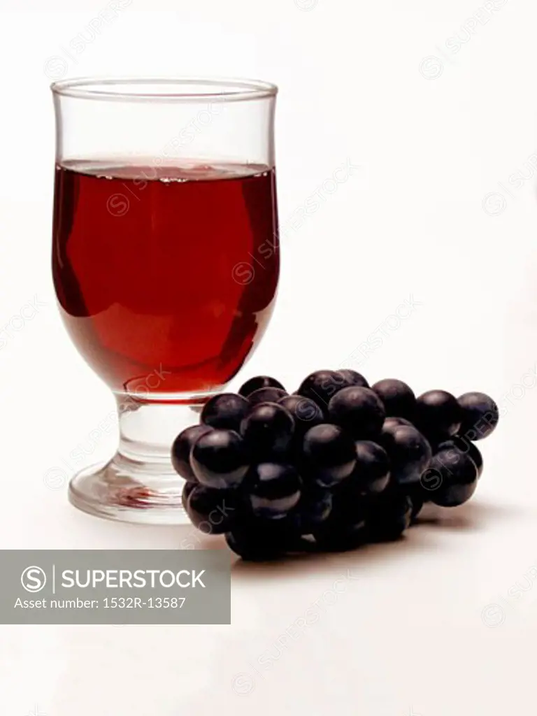 Grapes with a Glass of Red Wine