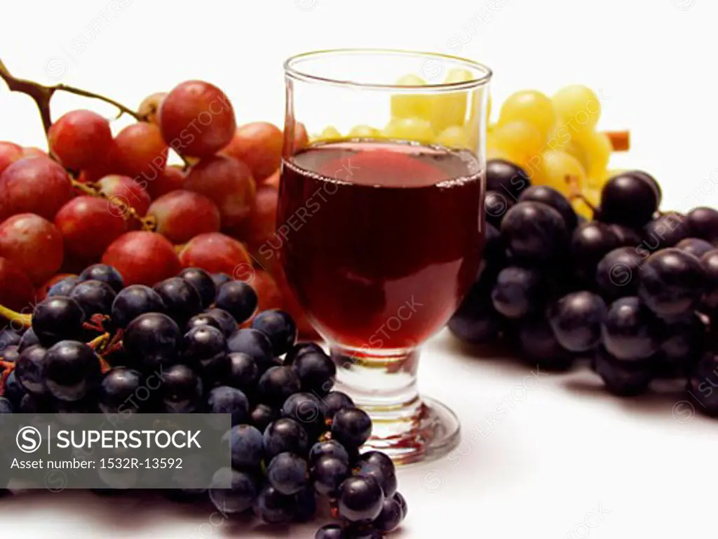 Still Life: Assorted Grapes with a Glass of Red Wine