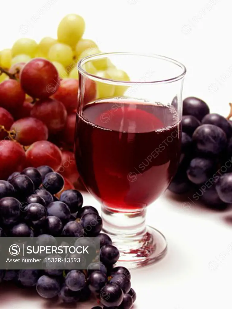 Still Life: Assorted Grapes with a Glass of Red Wine